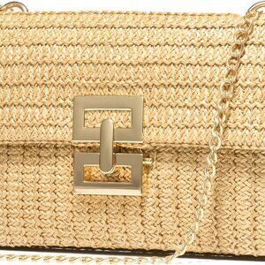 Straw Purse Woven Beach Bag Summer Straw Clutch Purse Boho Crossbody Bags for Wo